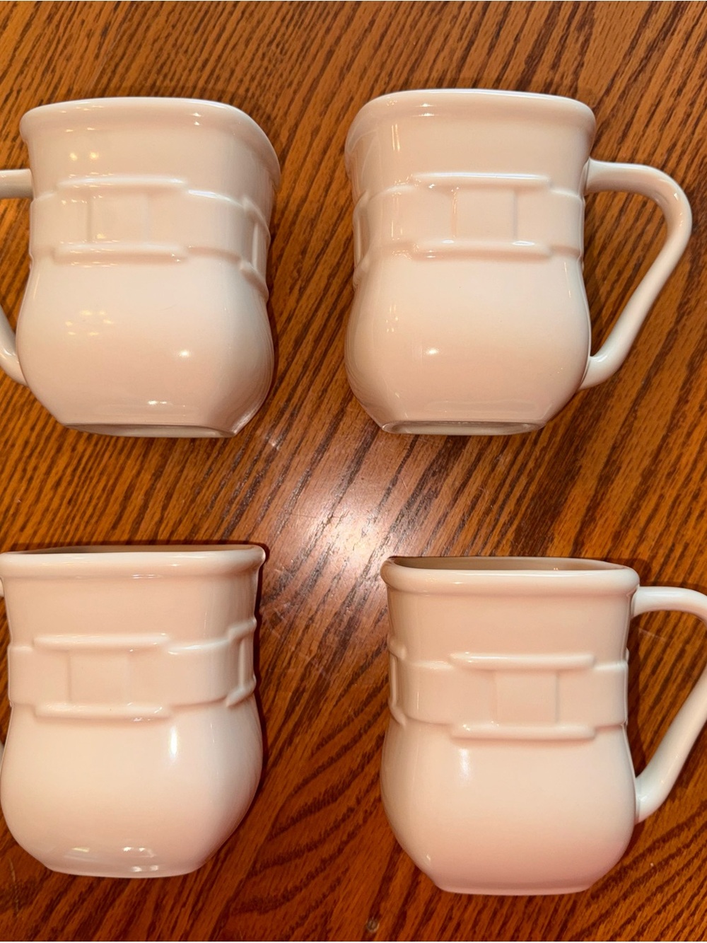 Longaberger Woven Traditions Set of 4 Ivory Square Coffee Mugs